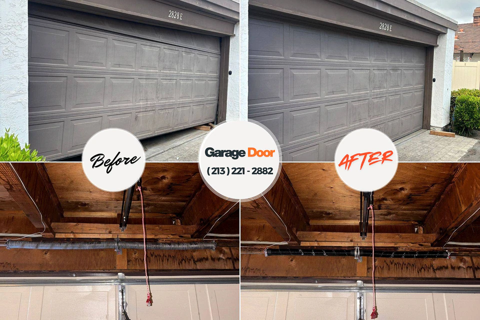 Before and after: garage door repair Luna Pier, MI
